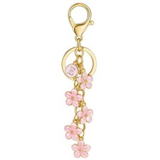Light Pink Cute Initial Letter Keychain for , Flower Bag Charms Letter Keyrin...