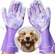 Dog Shampoo Gloves for Bathing – Silicone Dog Washing Gloves with Bristles – Pet