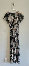 Reformation Linda Midi Wrap Black Floral Dress in Brookvale | Size Small