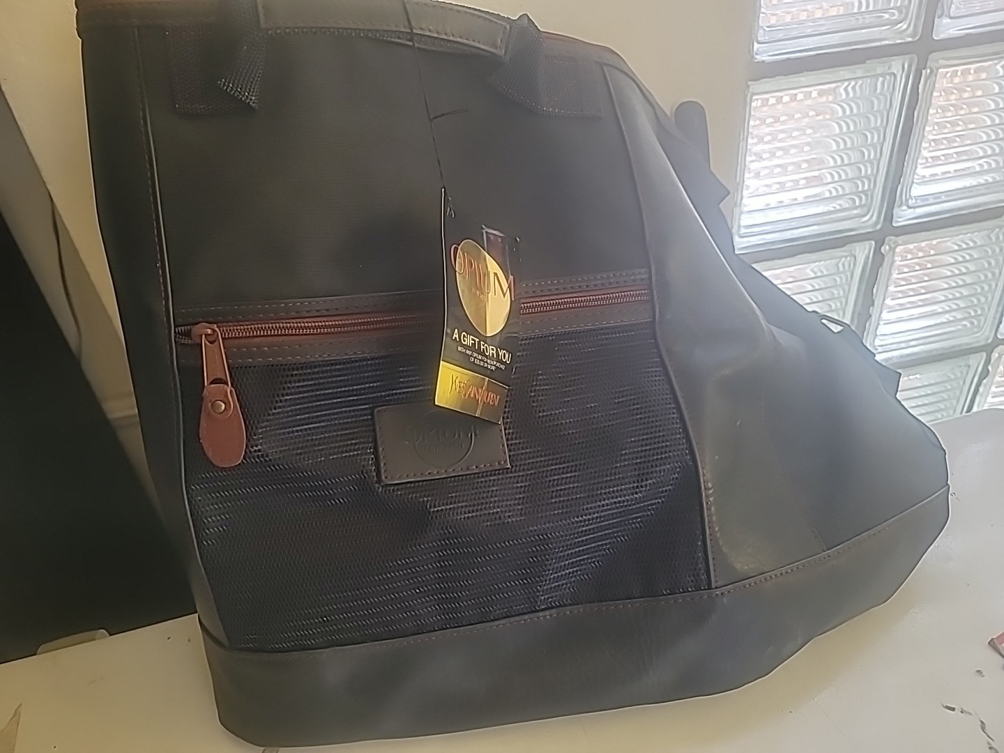 Borsone uomo vintage oppio Yves Saint Laurent YSL blu navy da viaggio nuovo con etichette