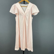 Vanity Fair Womens Nightgown Vintage Lace Trim Flutter Sleeve Pink Nylon M