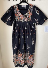 VTG Loungees House Dress Womens Medium Boho 100 Cotton Midi MuuMuu