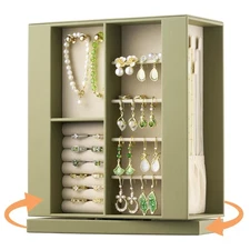 pickpiff Jewelry Box Organizer for Women 360 Rotating Vertical Storage Case, ...