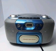 Philips AZ8084 Cassette Tape CD Player AM FM Radio Recorder Dynamic Bass Blue