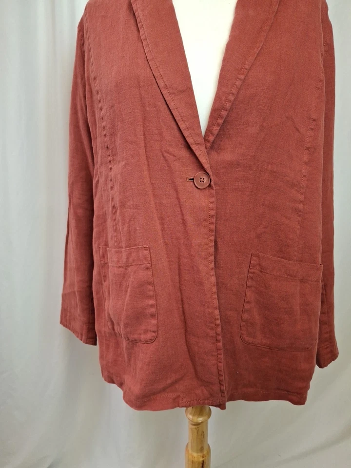 SEASALT Women's Coast Light Blazer Jacket Red Kelp Linen UK16 Casual E4317 - Image 4 of 4