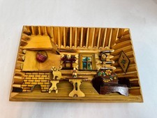 vintage handcrafted woodel folk art wall plaque cabin interior scene