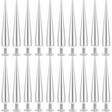 1 Box 40mm Silver Cone Spikes Metal Spike Studs Large Cone Punk Round Screwba...