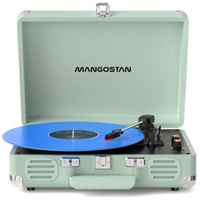 Bluetooth Vinyl Record Player, 3-Speed Portable Turntable with Built-in Bass ...