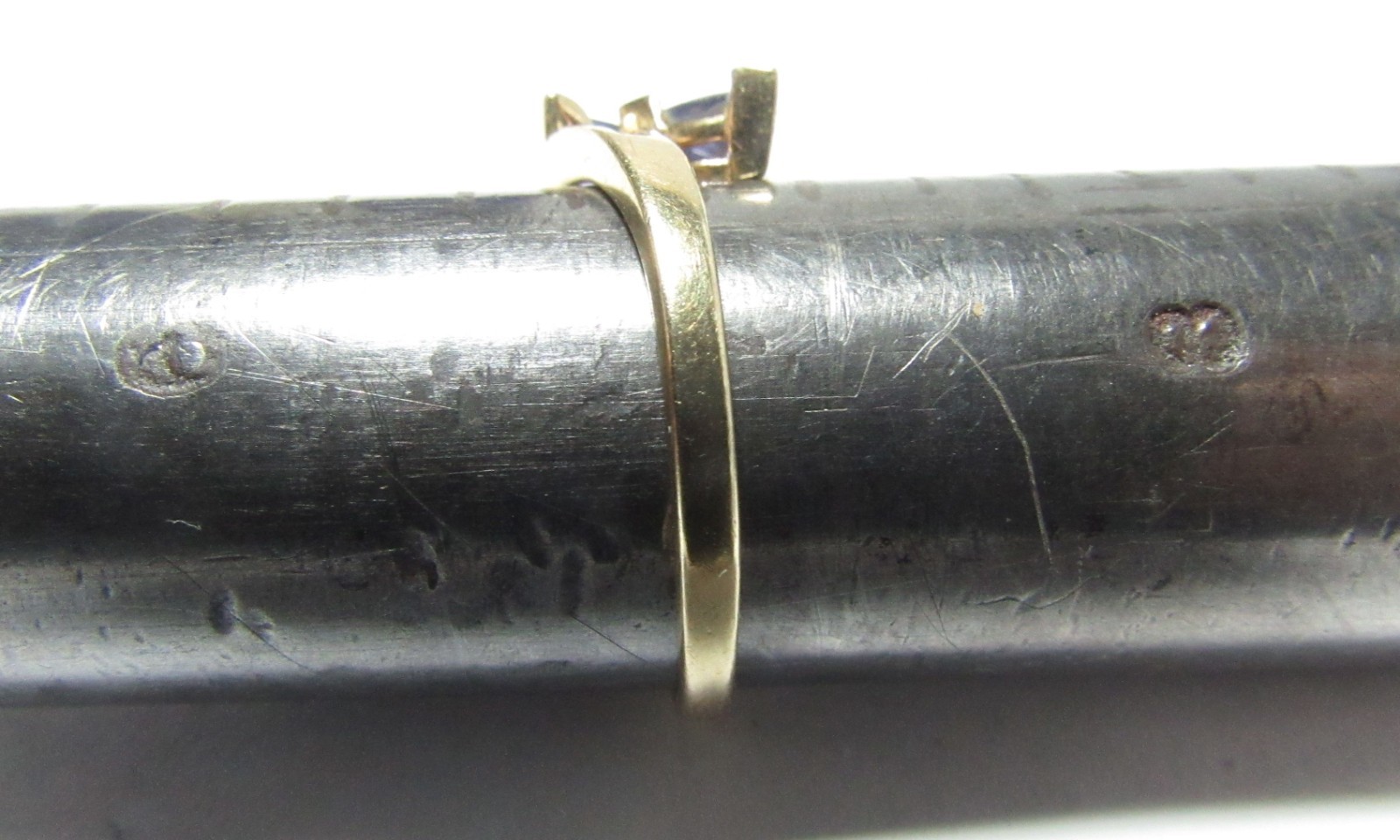 SOLID 10K GOLD RING WITH TWO TRILLIAN NATURAL TAN… - image 3