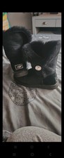 UGG Bailey Bling Swarovski Button Black Boots UK 4.5 EUR 37