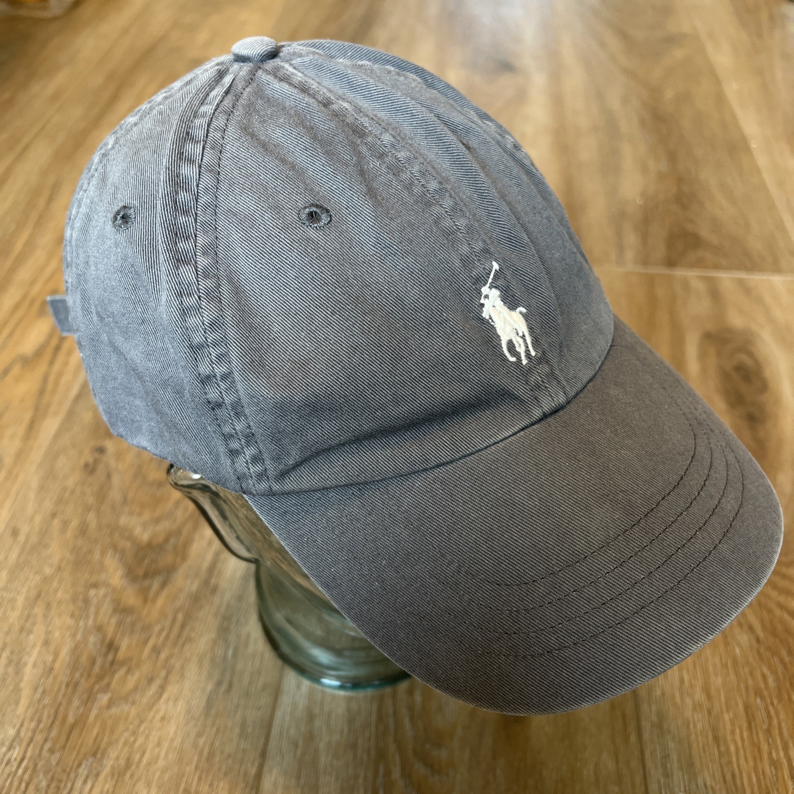 Cappello Berretto Baseball Polo Ralph Lauren Strapback Regolabile Grigio Bianco Pony