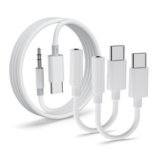 USB C to 3.5mm Audio Adapter 2 Pack and 4ft Aux Cord,USB C Cable White