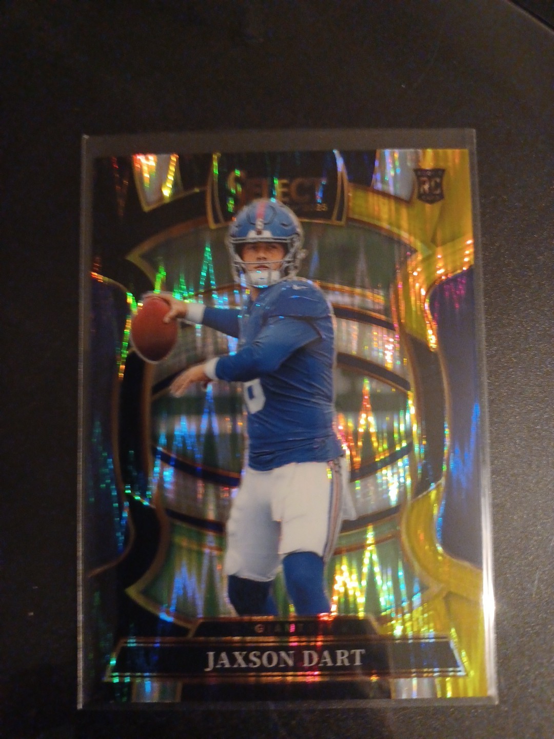 2025 Panini Select - Concourse Jaxson Dart #93 Black & Gold Shock Prizm (RC)