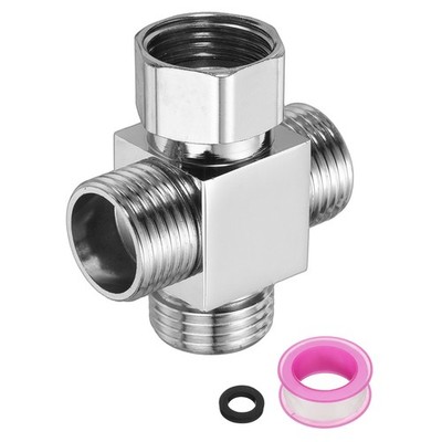 G1/2'' Diverter Valve 4 Way Square Adapter Connector for Angle Valve Hose 53mm