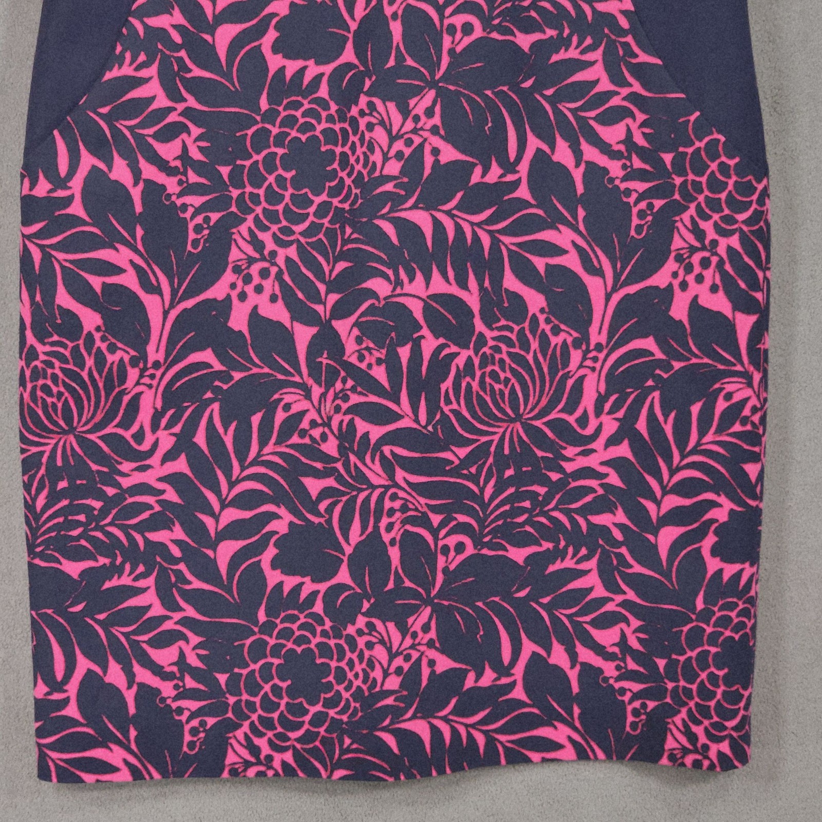 Adrianna Papell Dress Women 2 Navy Pink Floral Sheath Sleeveless Zip Back Office
