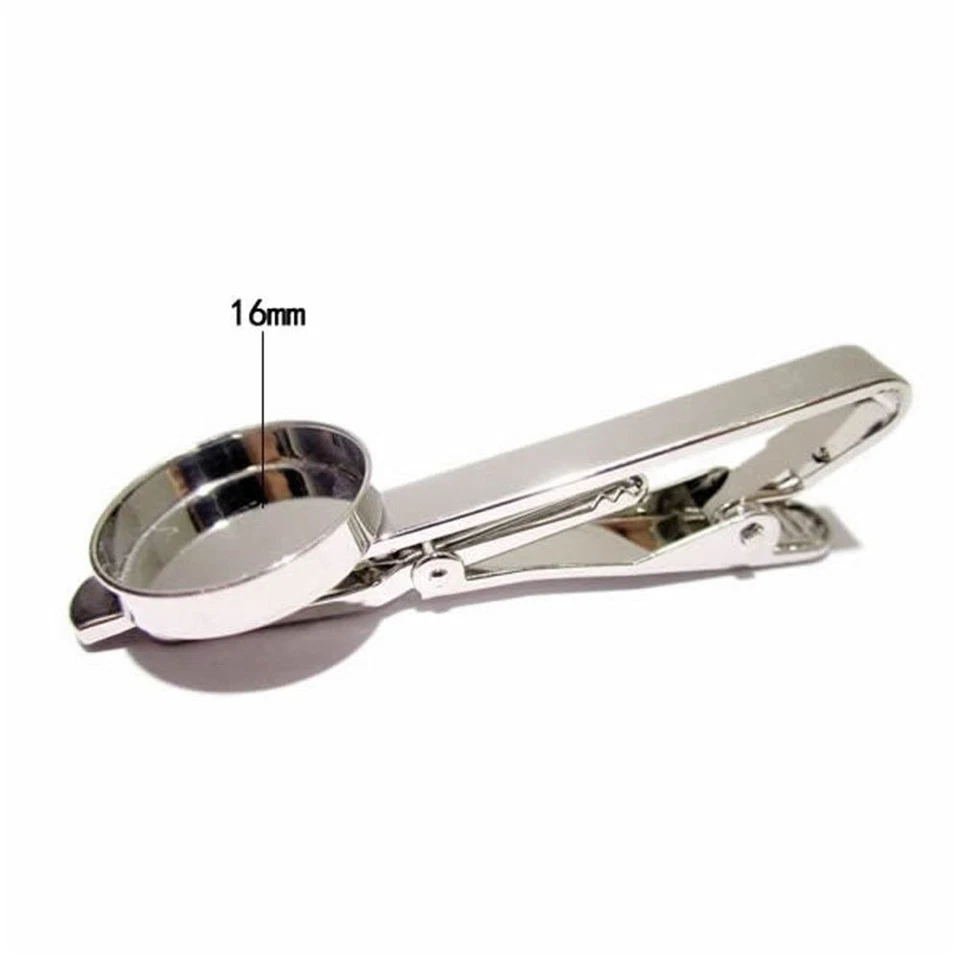 2 PCS 16mm Tray Cameo Setting Bezel Base Tie Clip Brass Necktie Clasp Clamp Pin - Image 3 of 4