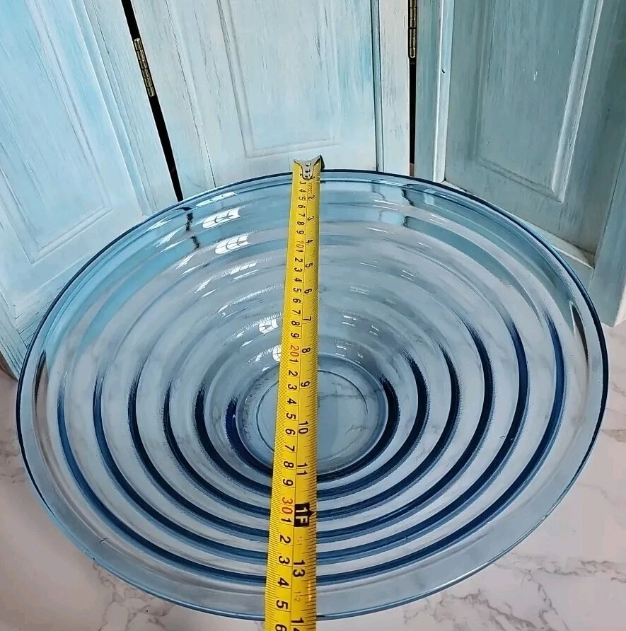 Vintag Italy Art Deco Italian BLUE Glass Centerpie  Bowl  Stepped  Richard Lauke - Image 4 of 4