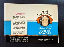 1935 Sweet Georgia Brown Pearly White Tooth Powder Label Valmor Black Americana