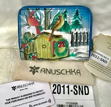 ANUSCHKA NWT🎄Small Zip-Around RFID Wallet-Snow Day 2011-SND