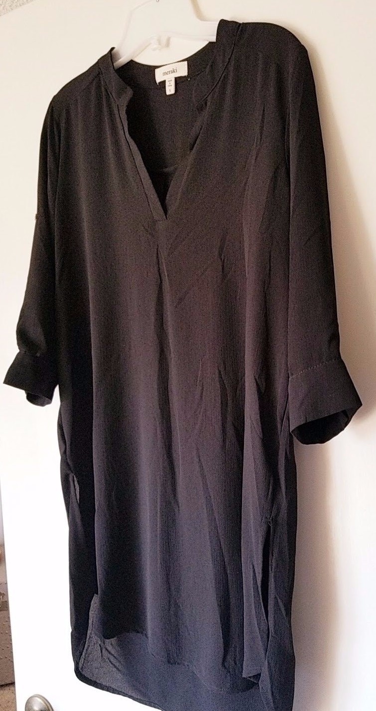 Meraki Basic Solid Sheer Black 3/4th Sleeve V Nec… - image 5