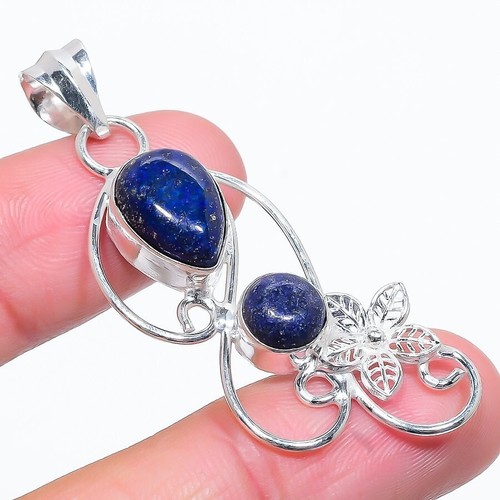 Pendentif En Argent Sterling 925 Avec Pierre Lapis-lazuli - Fait Main En Inde - Neuf Sans Emballage