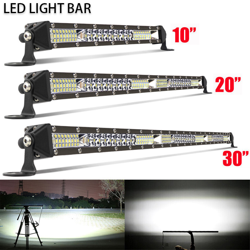 10-50'' Slim LED Light Bar Off Road Driving Boat SUV ATV Truck Spot ＆ Flood Beam