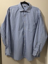 Tommy Hilfiger Ithaca Dress Shirt Regular Fit Blue Check Men's XL 17.5 34-35