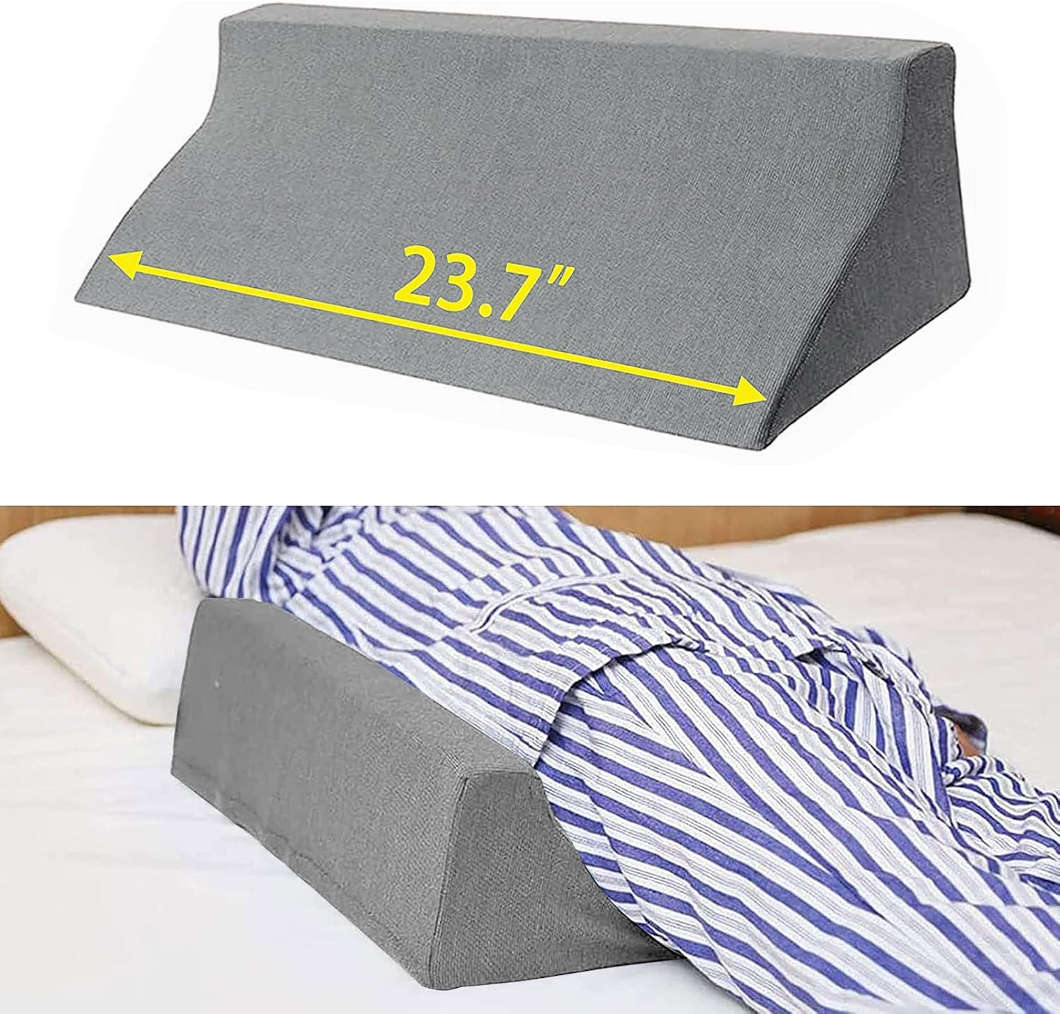 Side Wedge Pillow for Back Support 7.87x9.84x23.62 Inch Bed Wedge for Comfortable Sleeping