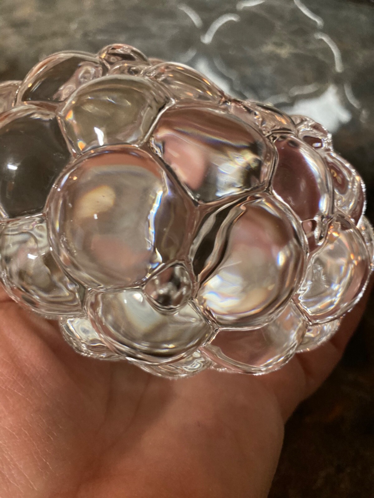 Orrefors of Sweden Raspberry Bubble Crystal Art Glass Candle Holder Single