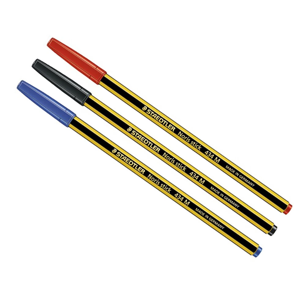 10 Penne Staedtler Noris Stick 434 M A Sfera Ufficio Scuola Rosso Nero Blu  3533