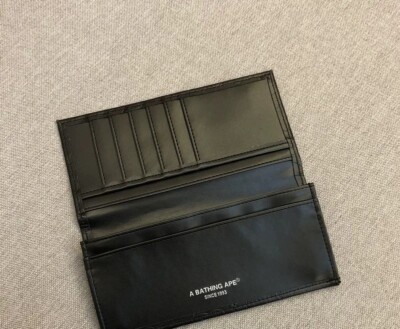 A Bathing Ape Leather Long Wallet Camo Print Black Japanese