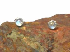 Fiery Rainbow MOONSTONE  Sterling Silver 925 Gemstone Stud Earrings - 5 mm