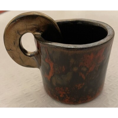 Polish Pottery Mug Ceramika Artystyczna Hand Thrown Glazed Modernist Iridescent