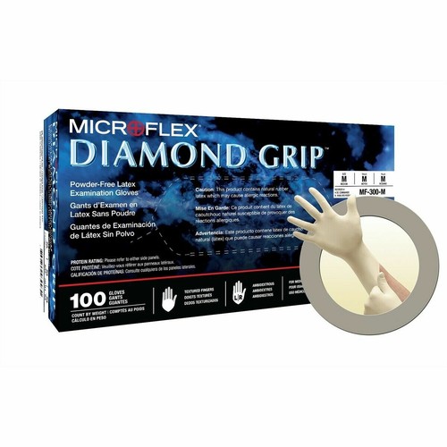 Microflex MF-300 Diamond Grip XLarge Disposable Latex White Exam Gloves  1,000pk - Afbeelding 2 van 2