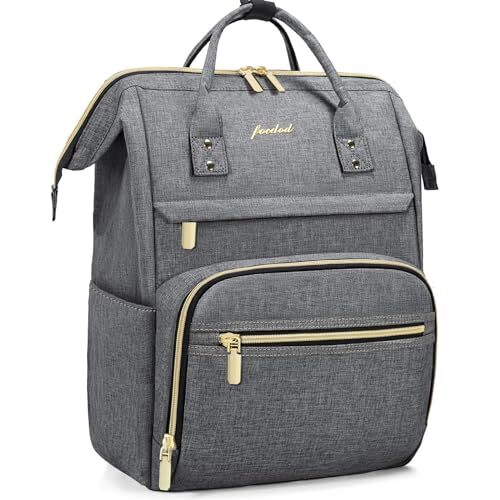 Stylish 15.6 Inch Dark Grey Laptop Backpack for Women Work and Travel  -image