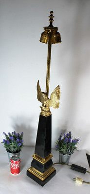 XL 37'' Hollywood regency MAISON DEKNUDT Eagle brass obelisk lamp rare