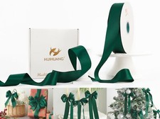 Green Satin Ribbon 1-1/2 inch x 100 Yards Dark Green Double-Faced Satin Ribbo...