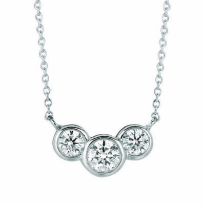 Carat Natural Stone Diamond Bezel Necklace 14K White