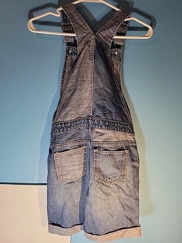 Gap Kids Girls Denim Distressed Overall Shorts Regular Size L - Picture 7 of 8