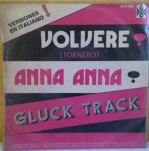 GLUCK TRACK -VOLVERE / ANNA ANNA- 1976 RARE MEXICAN 7" SINGLE PS PROG ROCK - Imagen 2 de 5