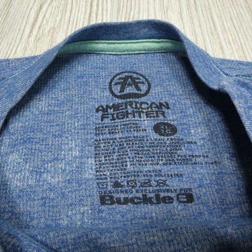 American Fighter Shirt Adult XL Blue Long Sleeve Waffle Knit Thermal MMA Martial - Picture 5 of 10
