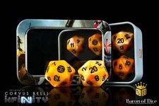 Infinity Yu Jing Dice Set, Officially Licensed D20s - Orange with Metal Tin