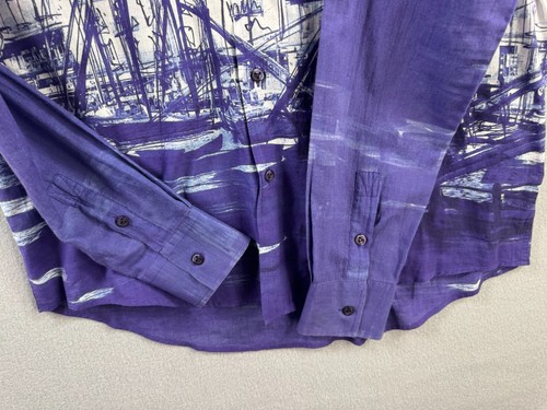 Vilebrequin Shirt Mens Large Purple Button Up All Over Print Light Weight Cotton - Picture 6 of 14
