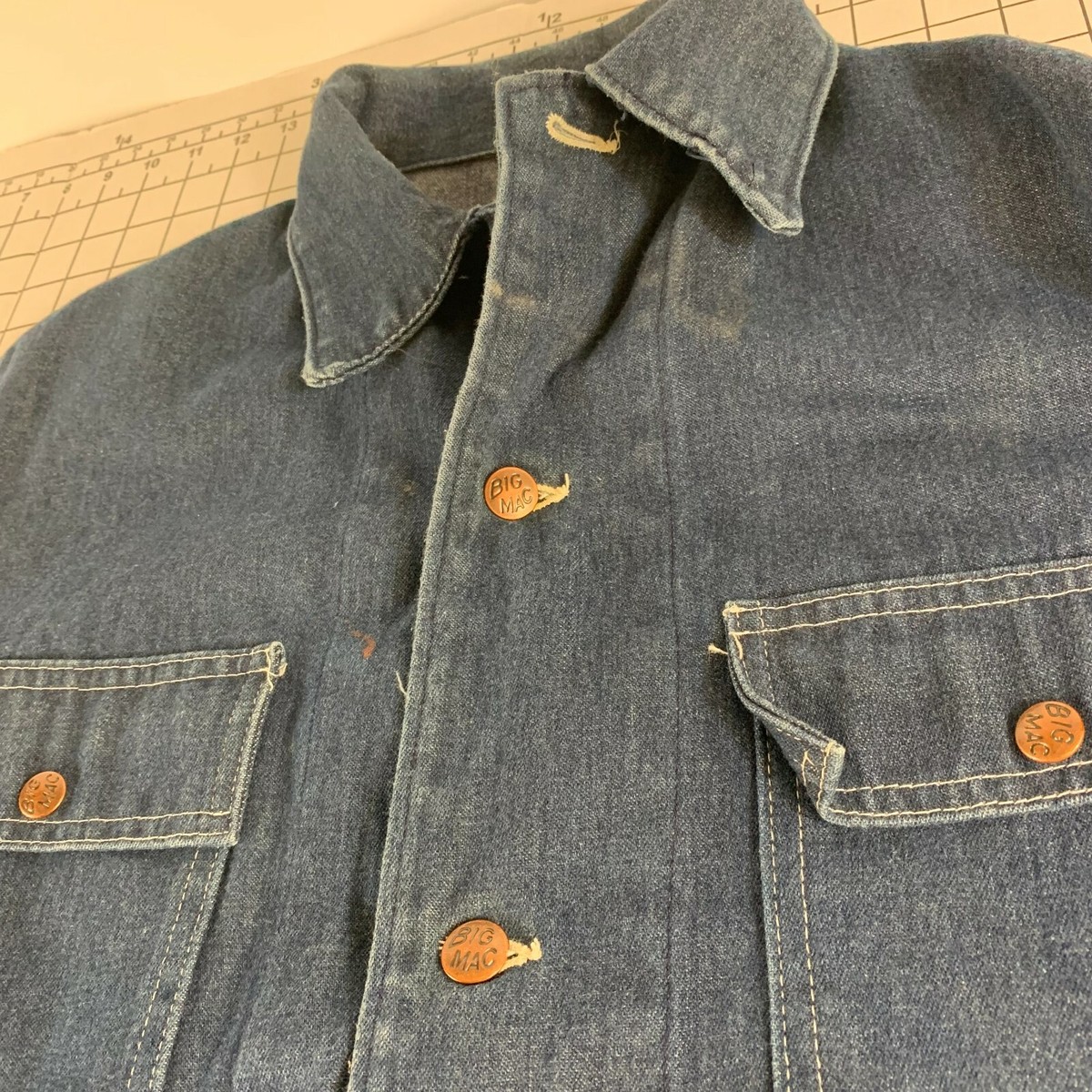 Vintage 50s 60s Denim Jean Big Mac Work Chore Coat Jacket Mechanic 