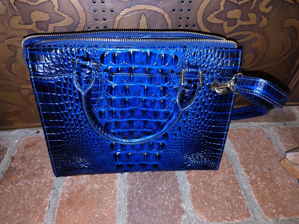 Brahmin Blue Leather Croc Embossed Crossbody Bag | eBay