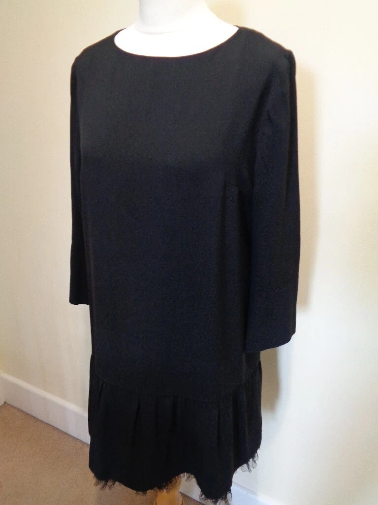 ABITO ROSSO VALENTINO NUOVO NERO CON DETTAGLIO RETE VOLANT TAGLIA 14 (46)