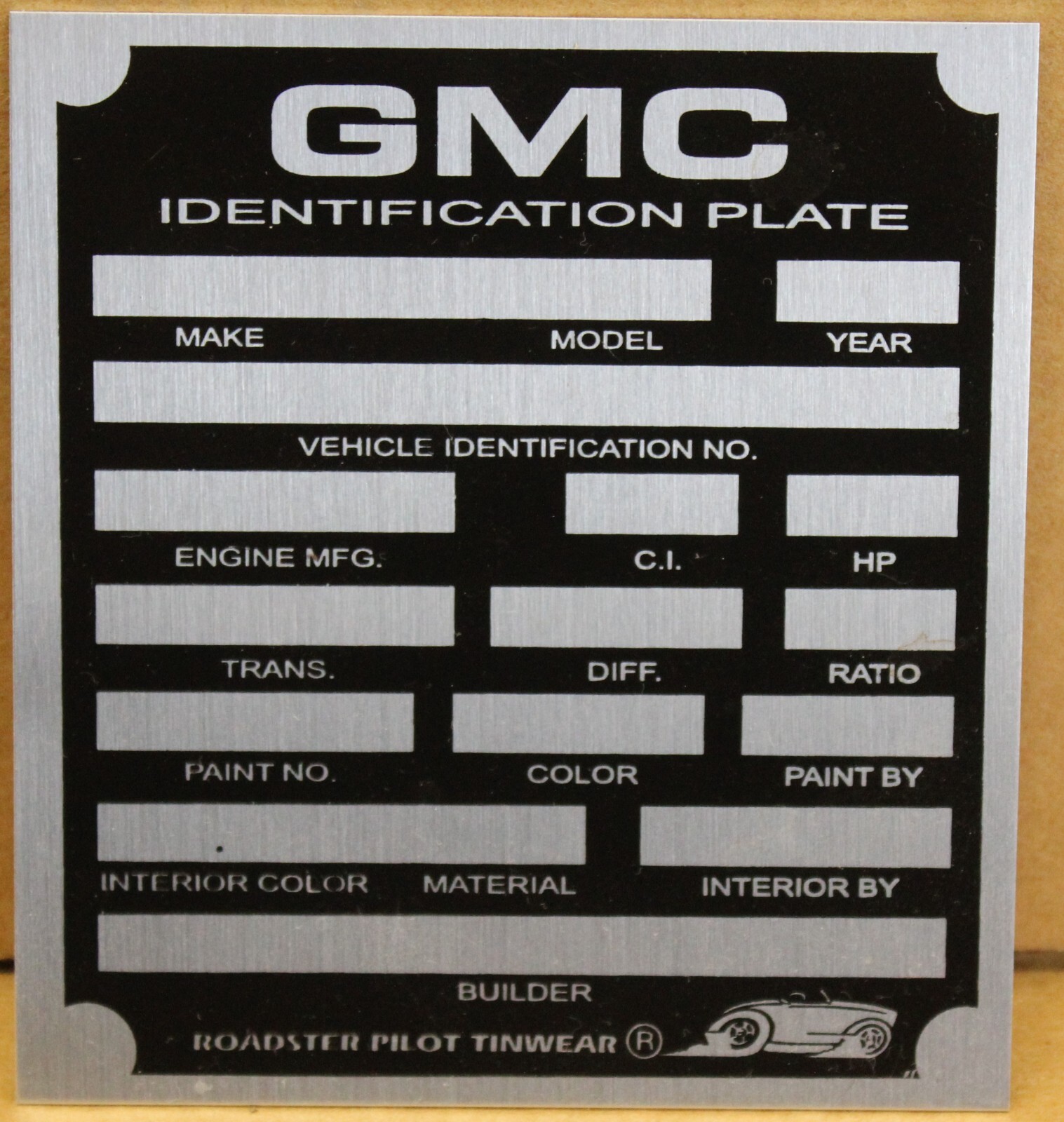 GMC Blank Data identification Serial Number Plate Tag 3.875 x 3.5 GMC ...
