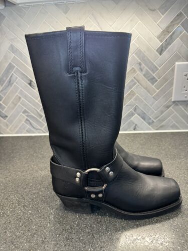 Frye Womens Black Biker Moto Harness Boots Made In The USA Size 7 - Picture 1 of 8