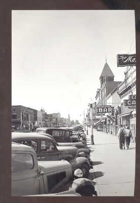 REAL PHOTO BOZEMAN MONTANA DOWNTOWN STREET SCENE OLD CARS POSTCARD COPY