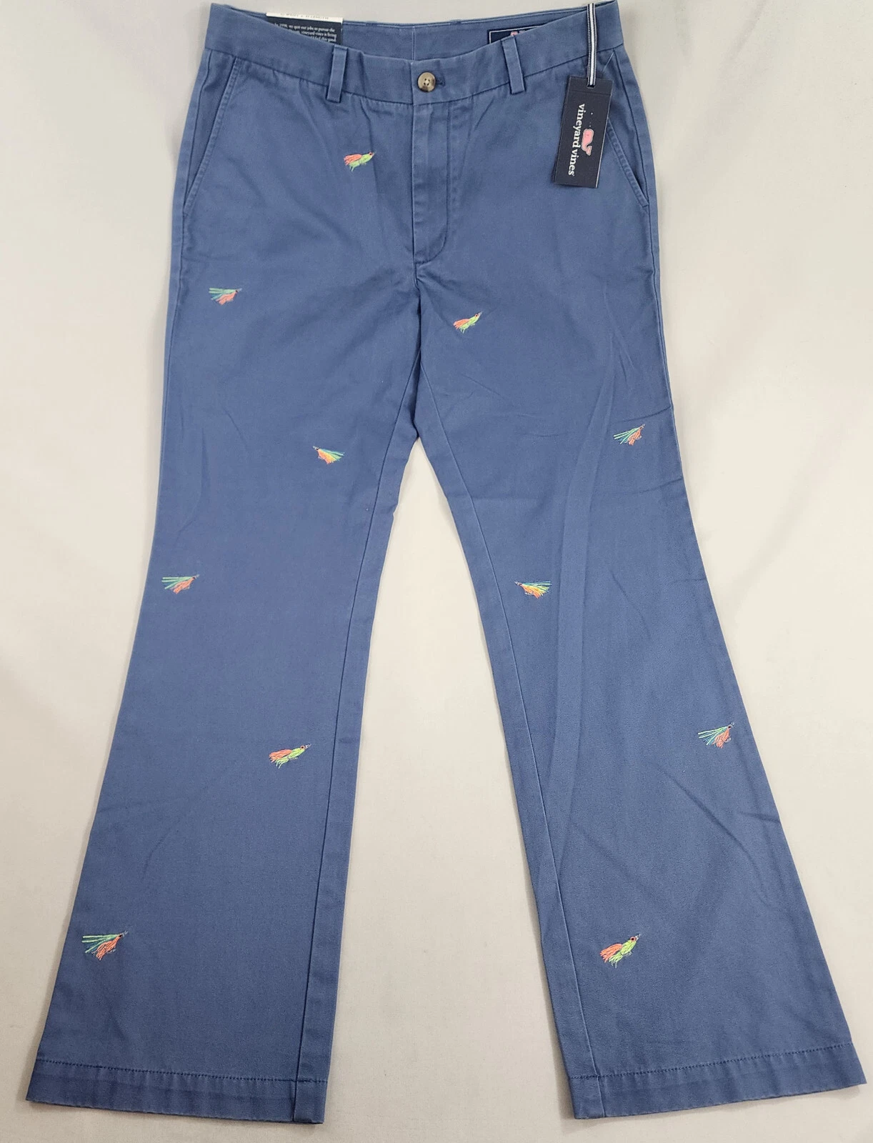 Vineyard Vines Breaker pants W 32 L 32 pocket zip fly fish blue slim $98 mens
